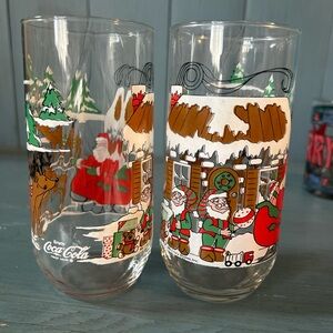 Vintage Coca-Cola Christmas Santa Glasses | Set of 2